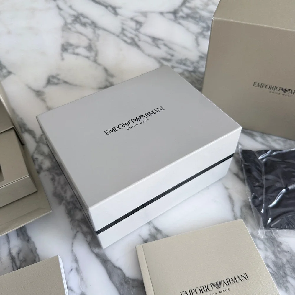 Emporio Armani Swiss Made Luxury Watch Box Set with Manuals and Pouch
